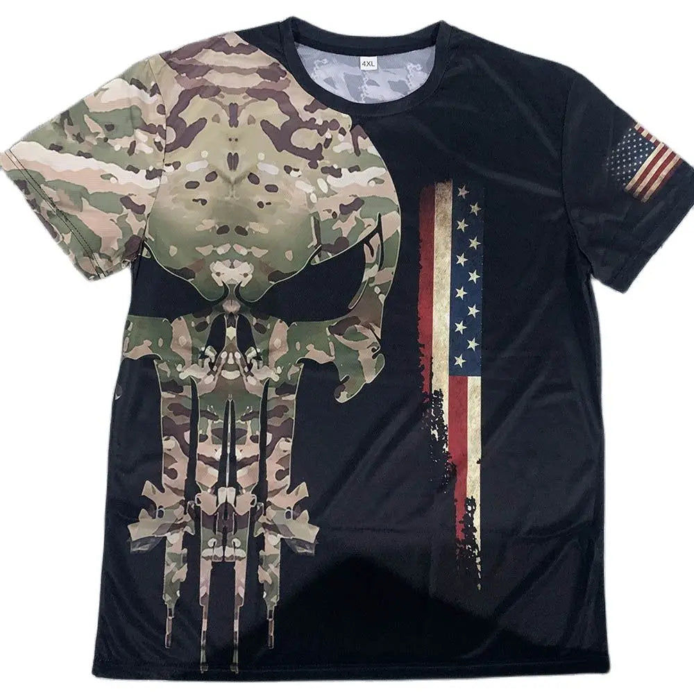 ARMY-VETERAN 3D Print Men's T-shirts Amercian Soldier Casual Round Neck Loose Short Sleeve Camouflage Commando Men Clothing 6XL