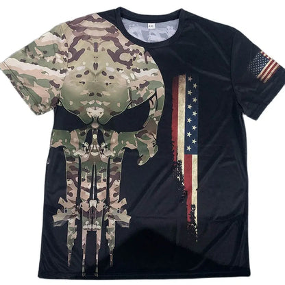 ARMY-VETERAN 3D Print Men's T-shirts Amercian Soldier Casual Round Neck Loose Short Sleeve Camouflage Commando Men Clothing 6XL