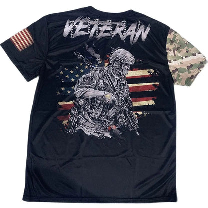 ARMY-VETERAN 3D Print Men's T-shirts Amercian Soldier Casual Round Neck Loose Short Sleeve Camouflage Commando Men Clothing 6XL