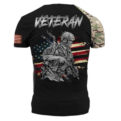 ARMY-VETERAN 3D Print Men's T-shirts Amercian Soldier Casual Round Neck Loose Short Sleeve Camouflage Commando Men Clothing 6XL